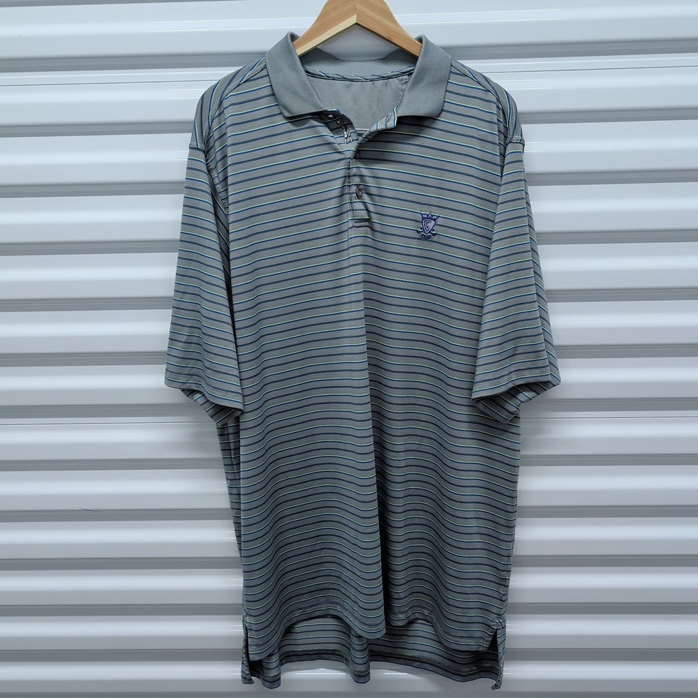 Bobby Jones Polo Shirt XXL Mens Gray Striped Short Sleeve Performance Golf Top — photo 2